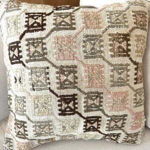 16" Vintage Turkish Anatolian Kilim Cicim Embroidered Pillow Cover
